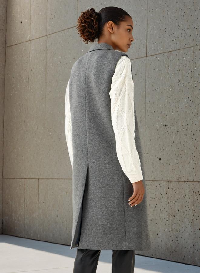 Iconic Notch Lapel Sleeveless Trench Coat - Image 4